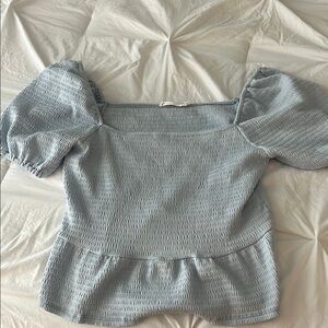 Elegant Blue Smocked Women's Top